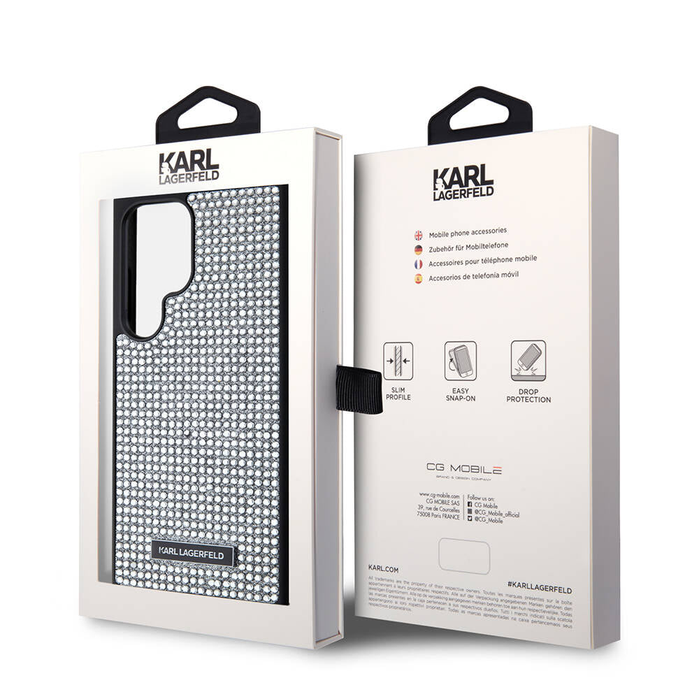 Galaxy S24 Ultra Kılıf Karl Lagerfeld Taşlı Metal Logo Orijinal Lisanslı Kılıf