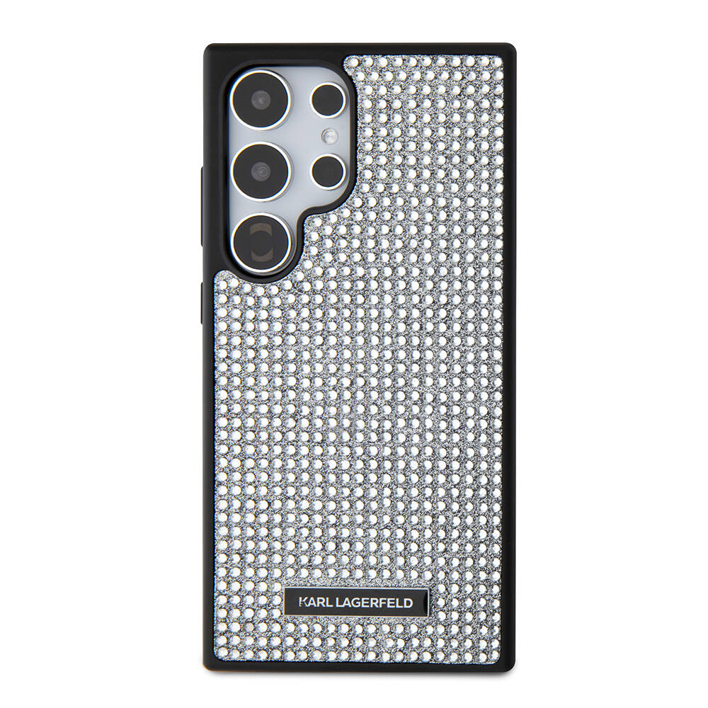 Galaxy S24 Ultra Kılıf Karl Lagerfeld Taşlı Metal Logo Orijinal Lisanslı Kılıf