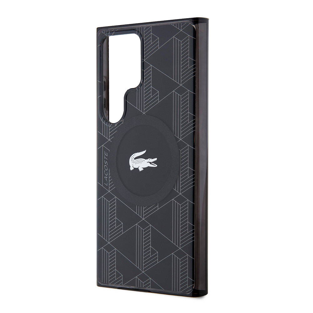 Galaxy S24 Ultra Kılıf Lacoste Orijinal Lisanslı M-safe Şarj Özellikli Çift Katmanlı Timsah Logolu Blend Monogram Kılıf