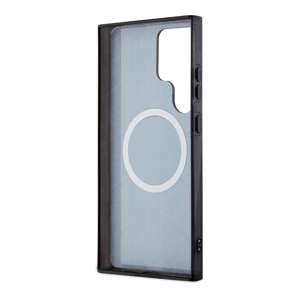 Galaxy S24 Ultra Kılıf Lacoste Orijinal Lisanslı M-safe Şarj Özellikli Çift Katmanlı Timsah Logolu Blend Monogram Kılıf