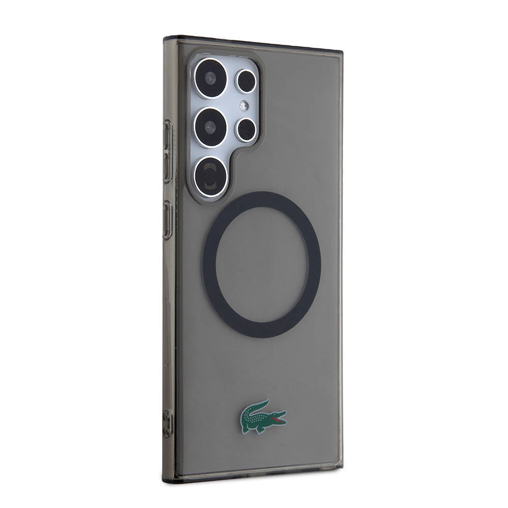 Galaxy S24 Ultra Kılıf Lacoste Orijinal Lisanslı M-safe Şarj Özellikli Transparan Timsah Logo Baskılı Kılıf