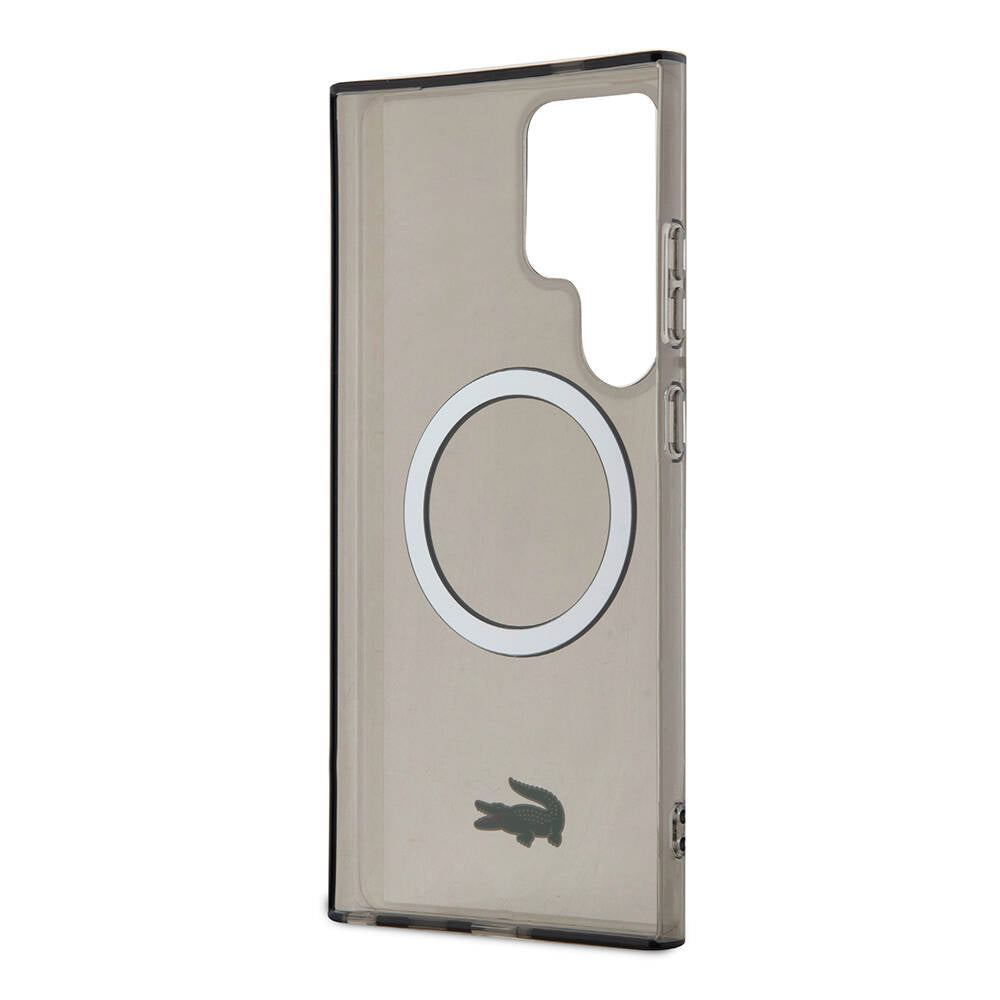 Galaxy S24 Ultra Kılıf Lacoste Orijinal Lisanslı M-safe Şarj Özellikli Transparan Timsah Logo Baskılı Kılıf
