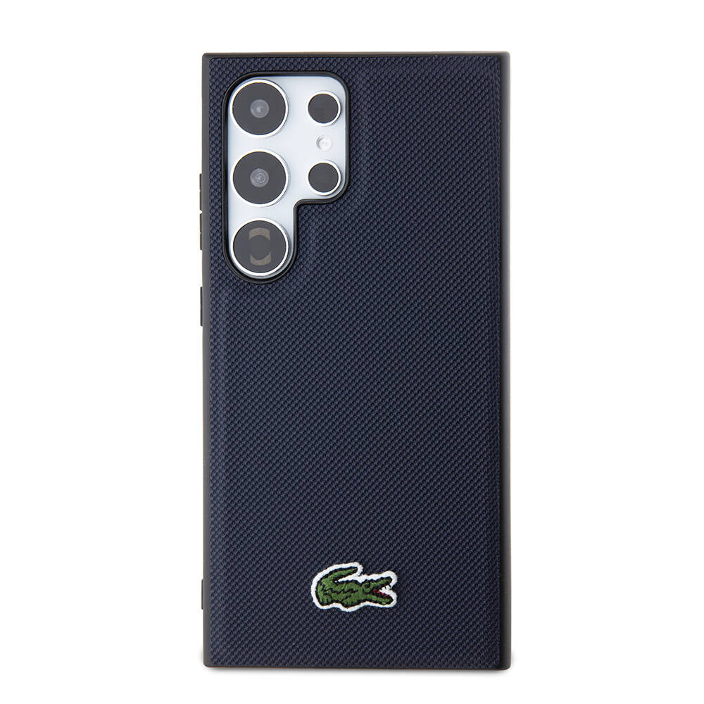 Galaxy S24 Ultra Kılıf Lacoste Orijinal Lisanslı PU Pike Desenli Arka Yüzey İkonik Timsah Dokuma Logolu Kılıf