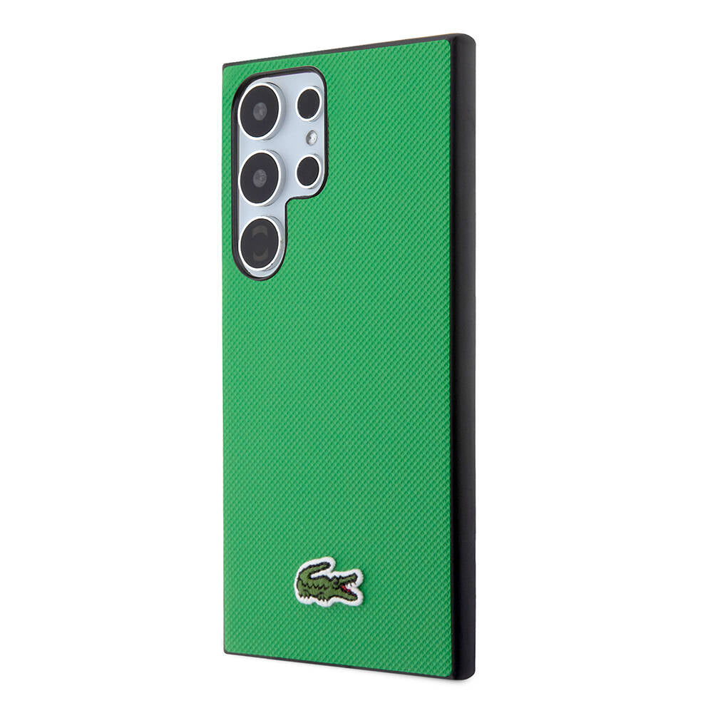 Galaxy S24 Ultra Kılıf Lacoste Orijinal Lisanslı PU Pike Desenli Arka Yüzey İkonik Timsah Dokuma Logolu Kılıf