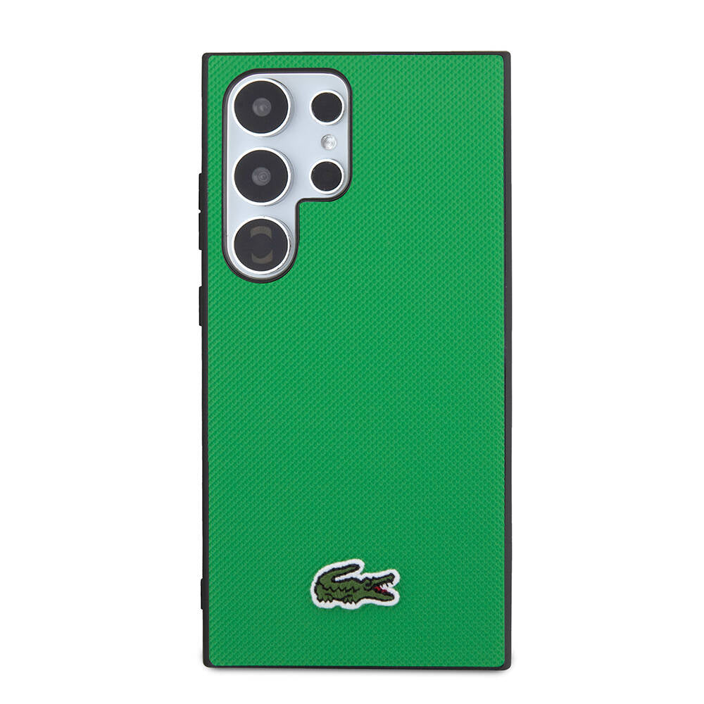 Galaxy S24 Ultra Kılıf Lacoste Orijinal Lisanslı PU Pike Desenli Arka Yüzey İkonik Timsah Dokuma Logolu Kılıf