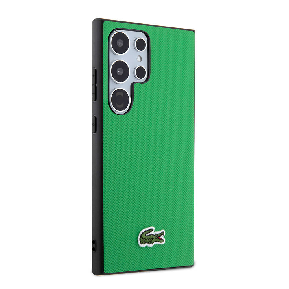 Galaxy S24 Ultra Kılıf Lacoste Orijinal Lisanslı PU Pike Desenli Arka Yüzey İkonik Timsah Dokuma Logolu Kılıf