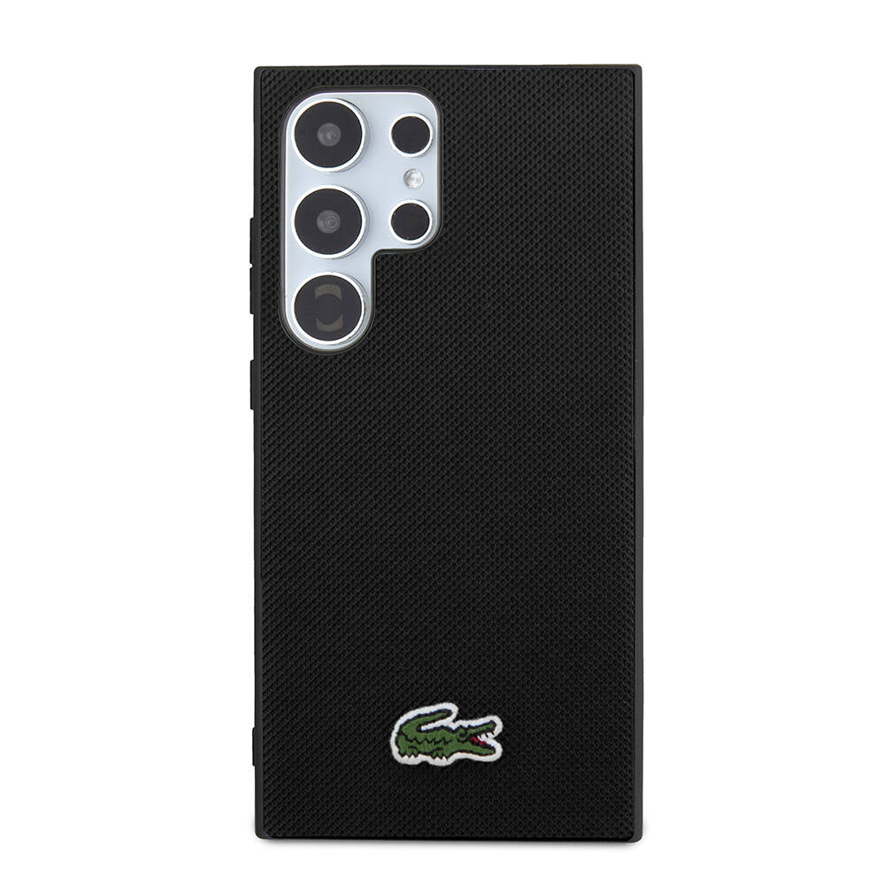Galaxy S24 Ultra Kılıf Lacoste Orijinal Lisanslı PU Pike Desenli Arka Yüzey İkonik Timsah Dokuma Logolu Kılıf