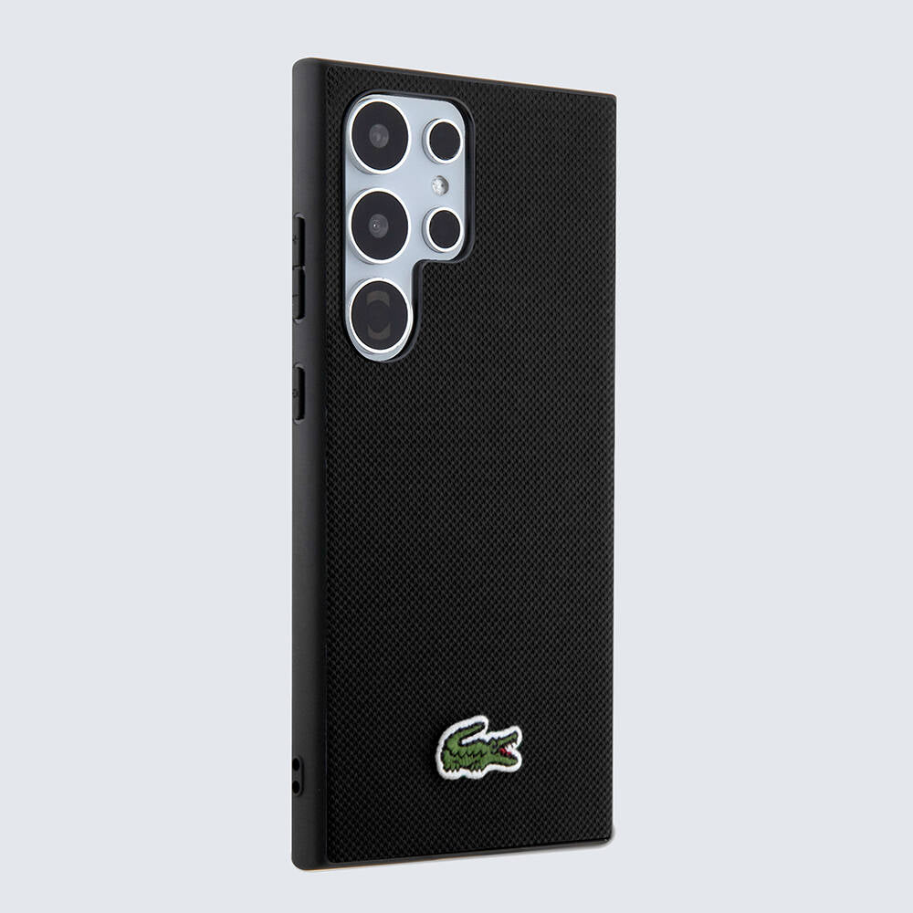 Galaxy S24 Ultra Kılıf Lacoste Orijinal Lisanslı PU Pike Desenli Arka Yüzey İkonik Timsah Dokuma Logolu Kılıf
