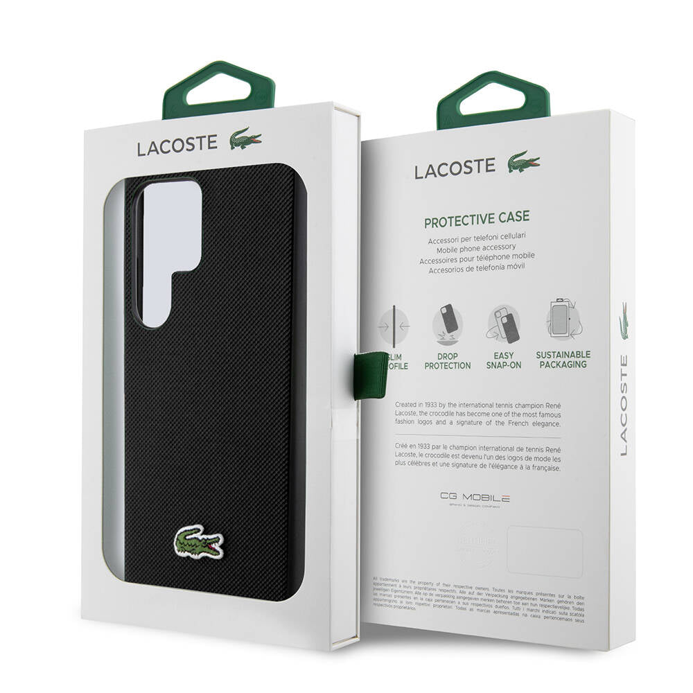 Galaxy S24 Ultra Kılıf Lacoste Orijinal Lisanslı PU Pike Desenli Arka Yüzey İkonik Timsah Dokuma Logolu Kılıf