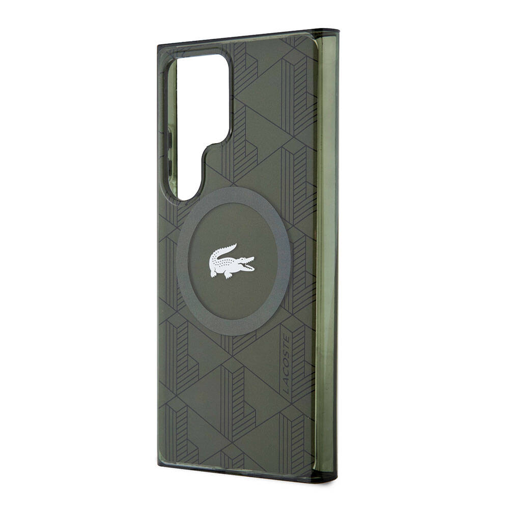 Galaxy S24 Ultra Kılıf Lacoste orijinal Lisanslı M-safe Şarj Özellikli Çift Katmanlı Timsah Logolu Blend Monogram Kılıf