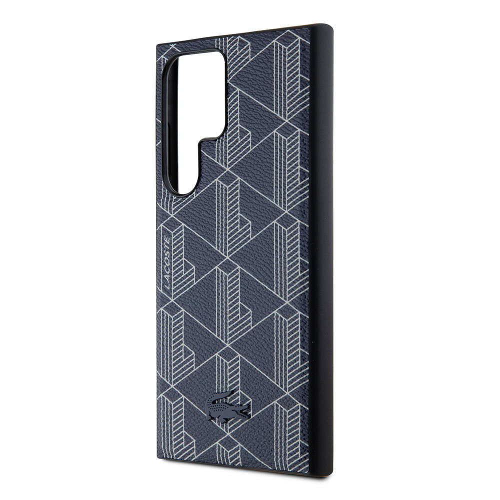Galaxy S24 Ultra Kılıf Lacoste orijinal Lisanslı M-safe Şarj Özellikli PU Deri Görünümlü Karışık Monogram Desenli Kılıf