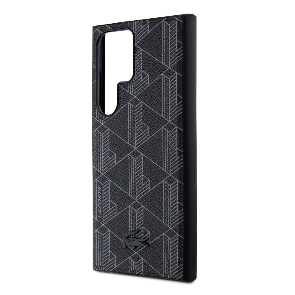 Galaxy S24 Ultra Kılıf Lacoste orijinal Lisanslı M-safe Şarj Özellikli PU Deri Görünümlü Karışık Monogram Desenli Kılıf