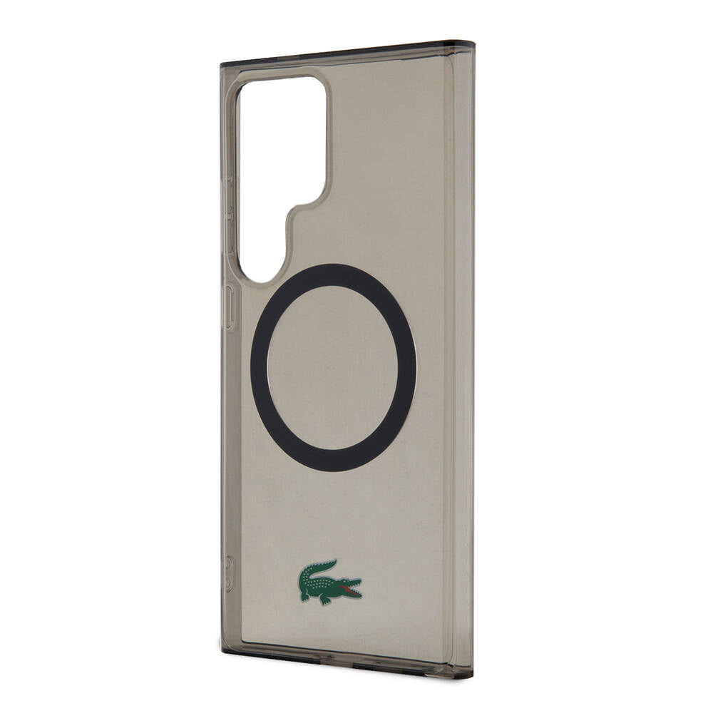 Galaxy S24 Ultra Kılıf Lacoste orijinal Lisanslı M-safe Şarj Özellikli Transparan Timsah Logo Baskılı Kılıf