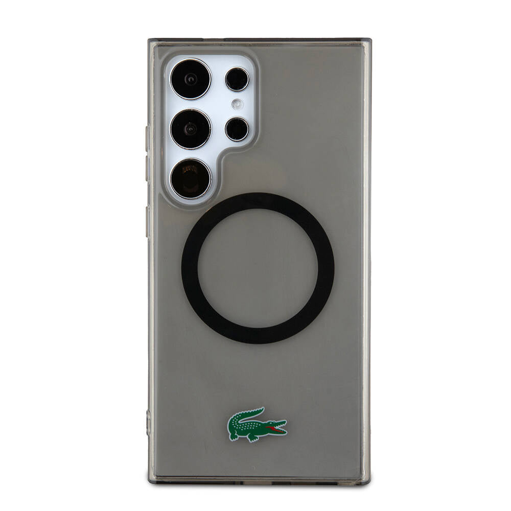 Galaxy S24 Ultra Kılıf Lacoste orijinal Lisanslı M-safe Şarj Özellikli Transparan Timsah Logo Baskılı Kılıf