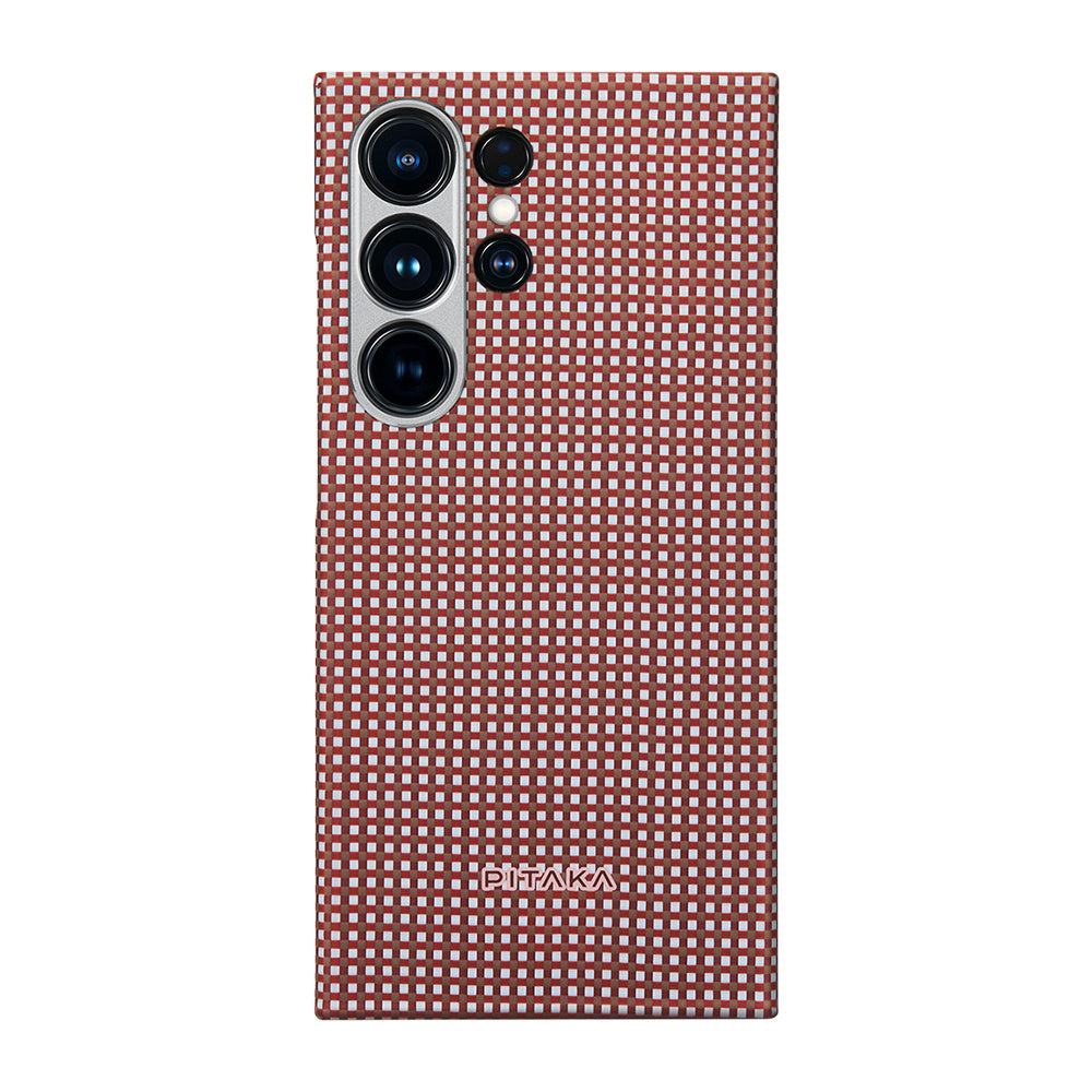 Galaxy S24 Ultra Kılıf M-safe Şarj Özellikli 1500D Aramid Fiber Pitaka Ultra-Slim Classic Serisi Bonfire Kılıf