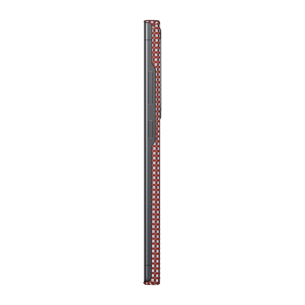 Galaxy S24 Ultra Kılıf M-safe Şarj Özellikli 1500D Aramid Karbon Fiber Pitaka Ultra-Slim Classic Serisi Bonfire Kılıf