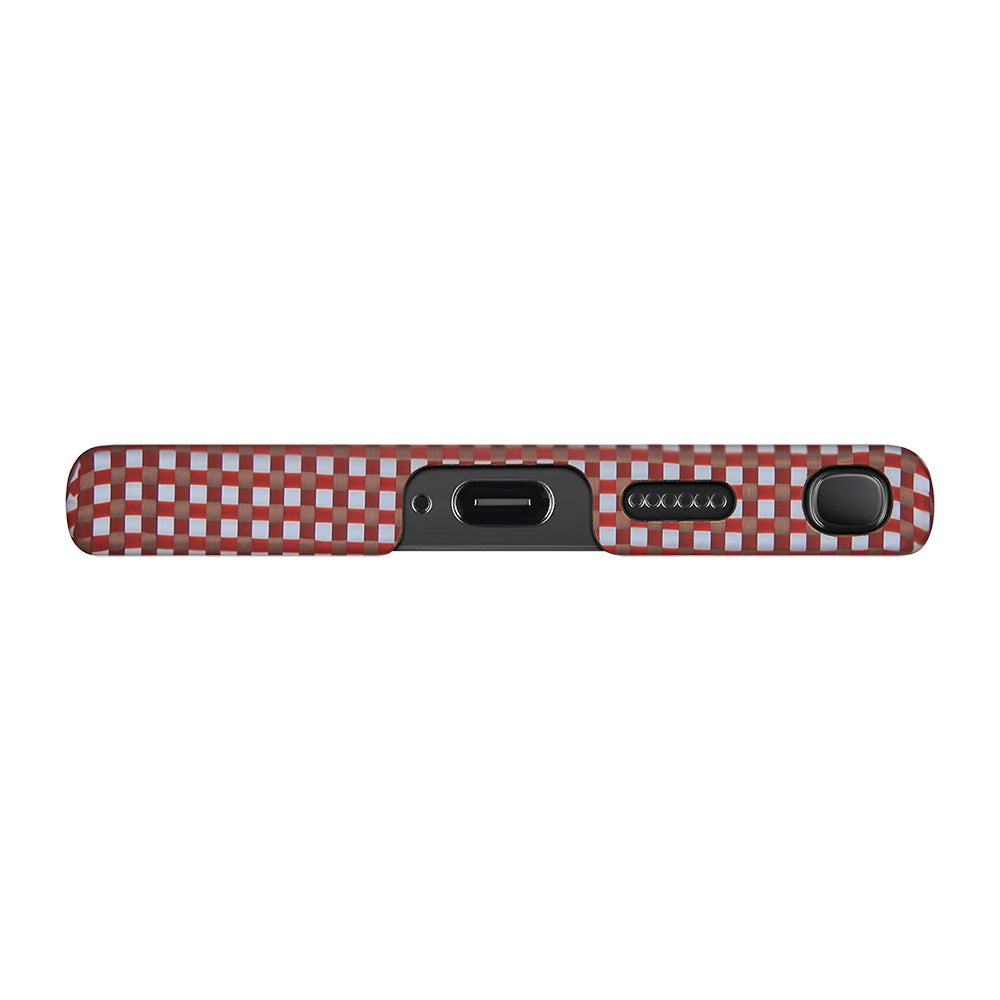 Galaxy S24 Ultra Kılıf M-safe Şarj Özellikli 1500D Aramid Karbon Fiber Pitaka Ultra-Slim Classic Serisi Bonfire Kılıf