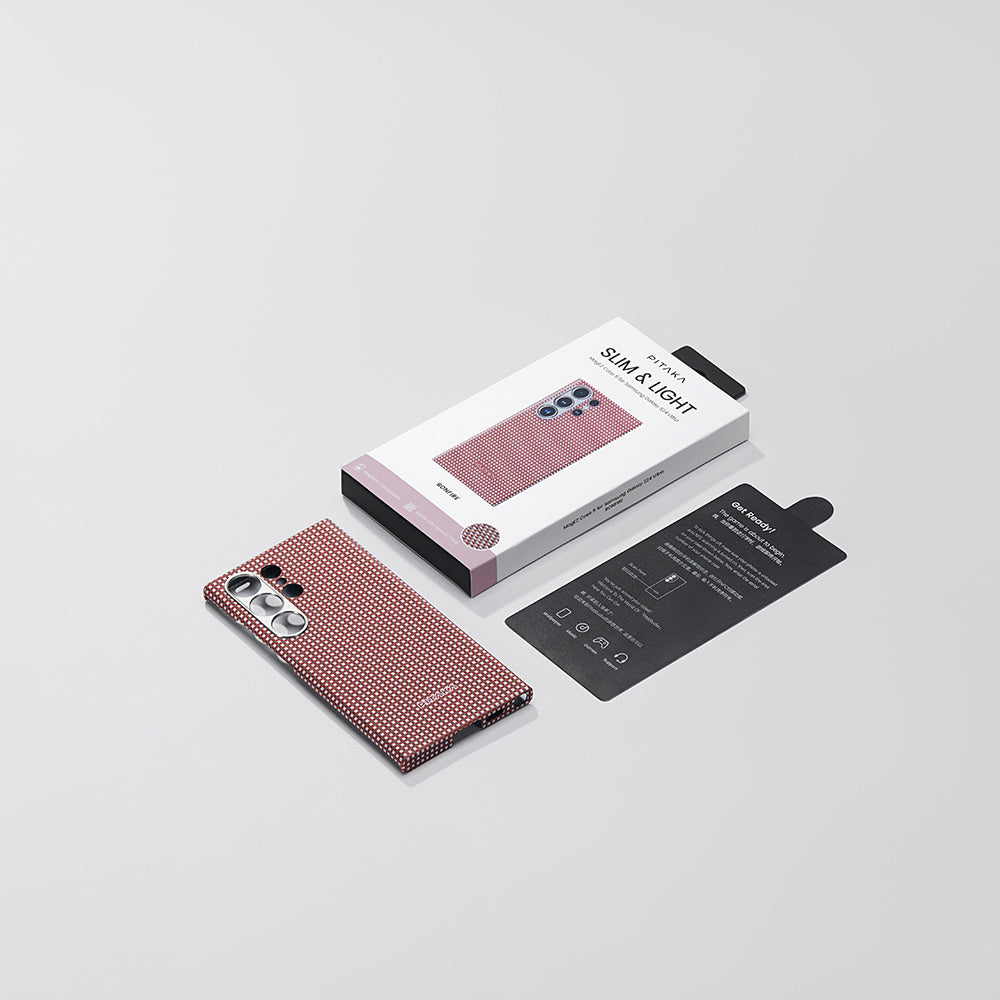 Galaxy S24 Ultra Kılıf M-safe Şarj Özellikli 1500D Aramid Fiber Pitaka Ultra-Slim Classic Serisi Bonfire Kılıf