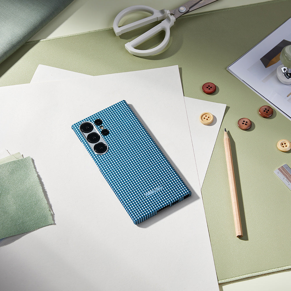 Galaxy S24 Ultra Kılıf M-safe Şarj Özellikli 1500D Aramid Karbon Fiber Pitaka Ultra-Slim Classic Serisi Ice Sea Kılıf