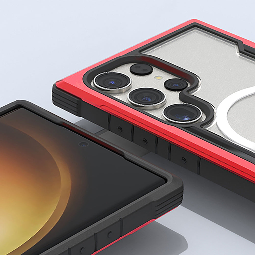 Galaxy S24 Ultra Kılıf M-safe Şarj Özellikli Airbagli Raptic Shield Serisi Şeffaf Arka Yüzey Kılıf