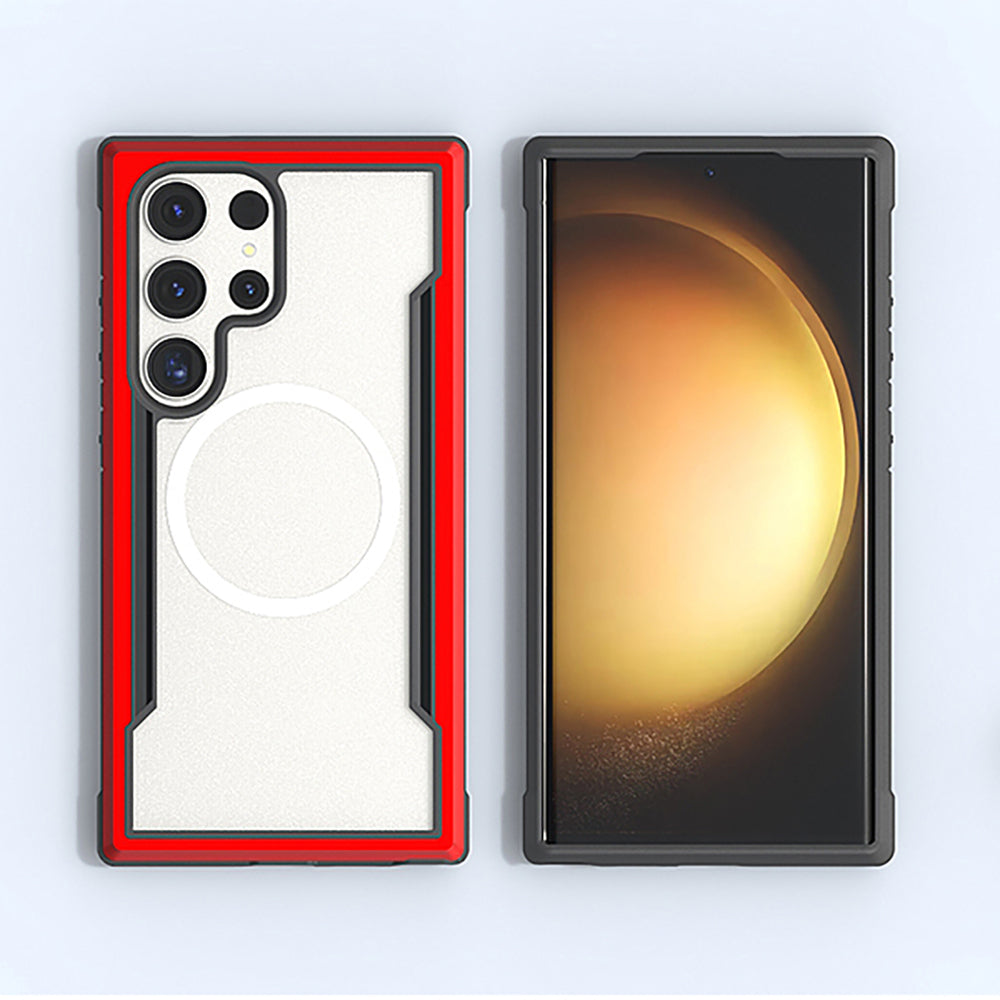 Galaxy S24 Ultra Kılıf M-safe Şarj Özellikli Airbagli Raptic Shield Serisi Şeffaf Arka Yüzey Kılıf