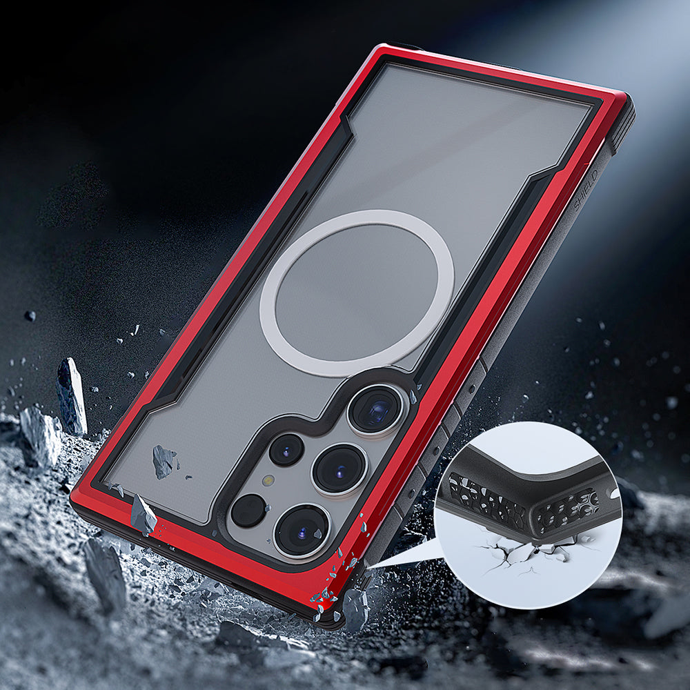 Galaxy S24 Ultra Kılıf M-safe Şarj Özellikli Airbagli Raptic Shield Serisi Şeffaf Arka Yüzey Kılıf