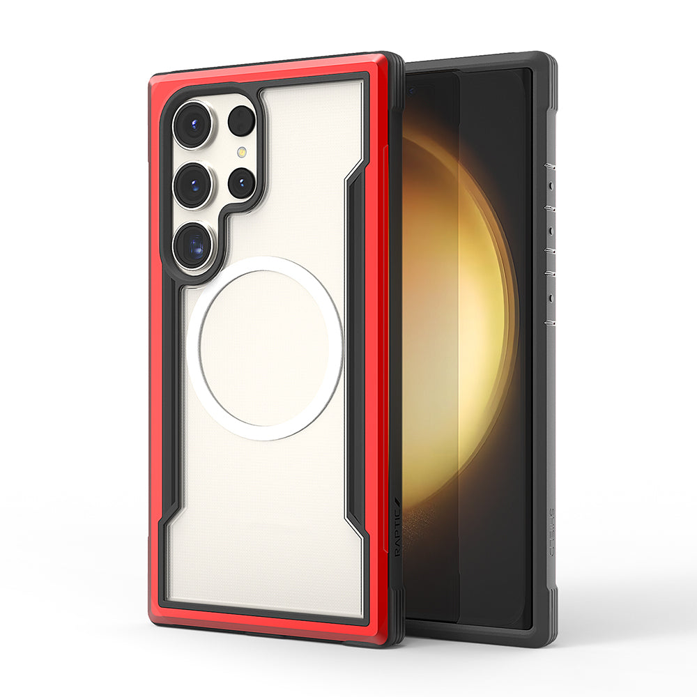 Galaxy S24 Ultra Kılıf M-safe Şarj Özellikli Airbagli Raptic Shield Serisi Şeffaf Arka Yüzey Kılıf