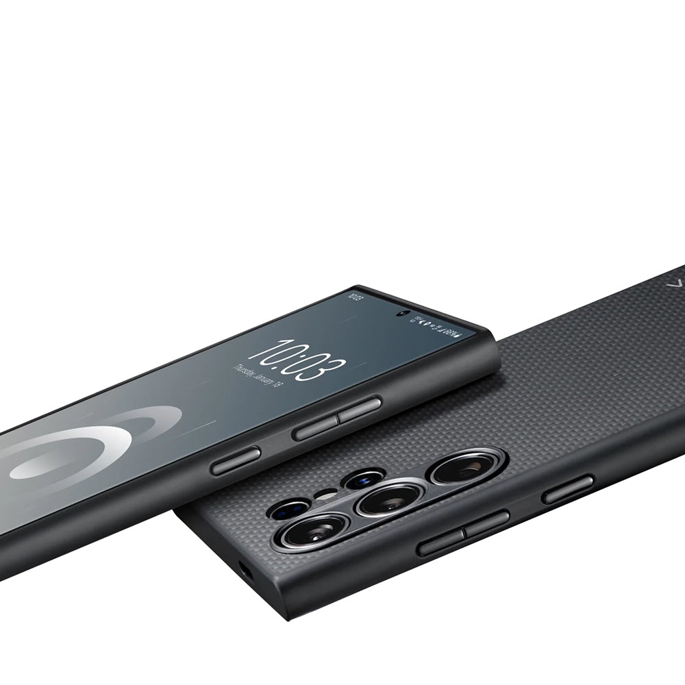 Galaxy S24 Ultra Kılıf M-safe Şarj Özellikli Aramid Fiber 3 Fonksiyon Butonlu Pitaka PinButton Serisi Kılıf