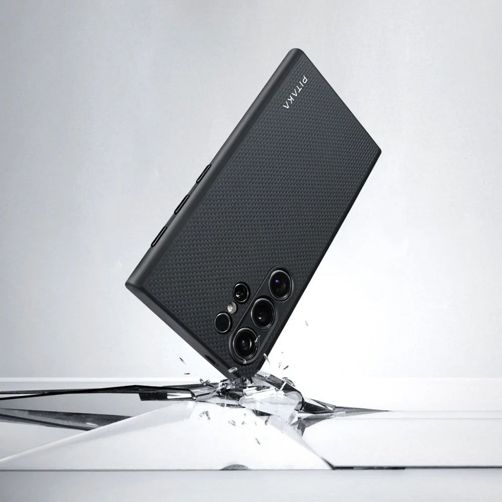 Galaxy S24 Ultra Kılıf M-safe Şarj Özellikli Aramid Fiber 3 Fonksiyon Butonlu Pitaka PinButton Serisi Kılıf