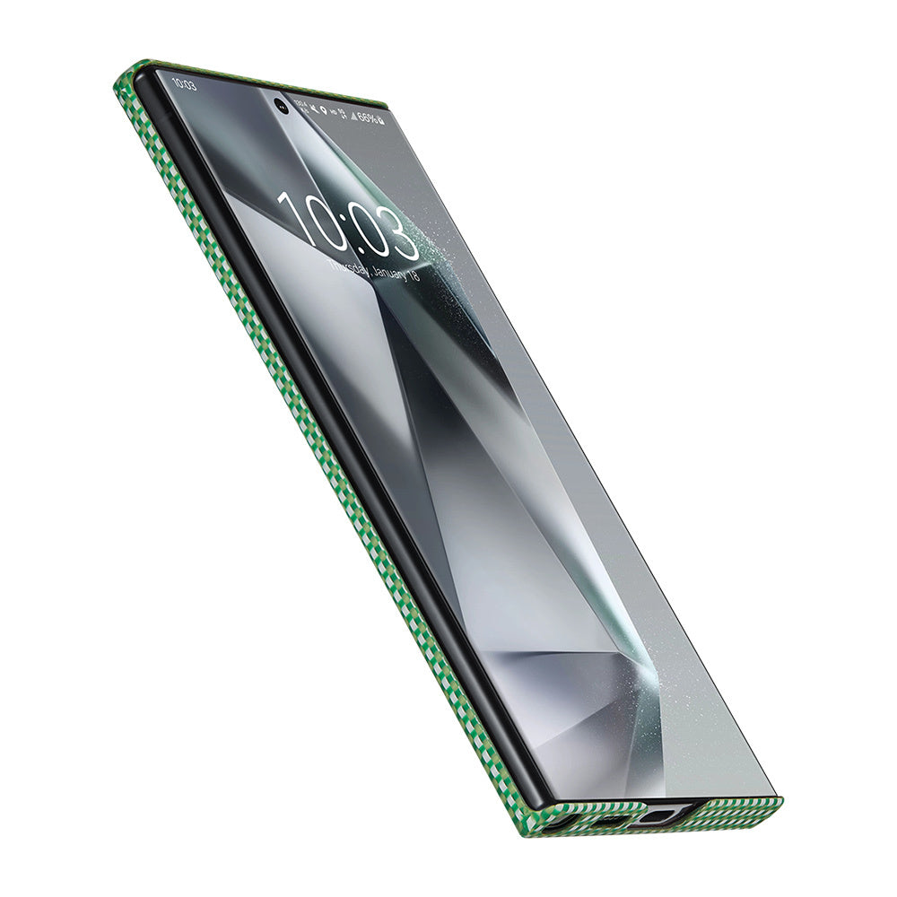 Galaxy S24 Ultra Kılıf M-safe Şarj Özellikli 1500D Aramid Karbon Fiber Pitaka Ultra-Slim Classic Serisi Aomori Kılıf