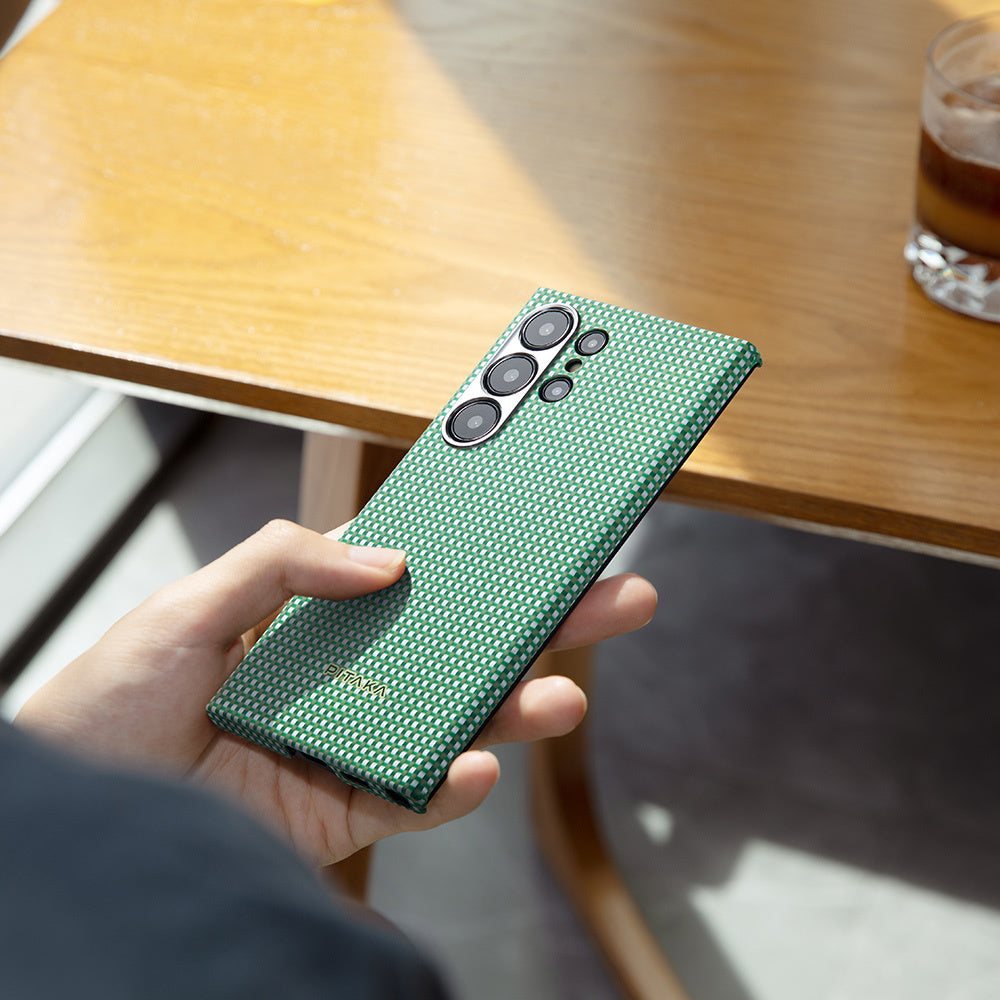 Galaxy S24 Ultra Kılıf M-safe Şarj Özellikli 1500D Aramid Karbon Fiber Pitaka Ultra-Slim Classic Serisi Aomori Kılıf