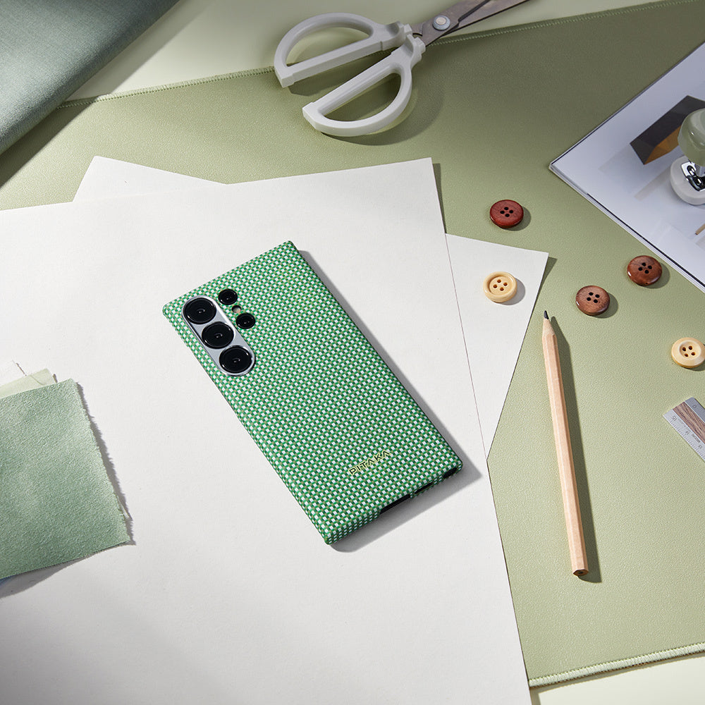Galaxy S24 Ultra Kılıf M-safe Şarj Özellikli 1500D Aramid Karbon Fiber Pitaka Ultra-Slim Classic Serisi Aomori Kılıf