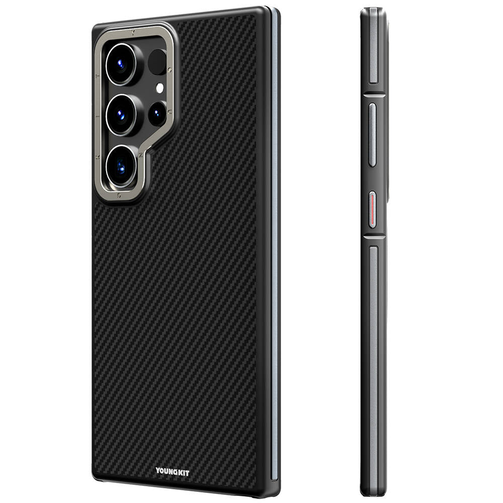 Galaxy S24 Ultra Kılıf M-safe Şarj Özellikli Aramid Fiber Tasarımlı Youngkit 600D Kevlar Serisi Kılıf