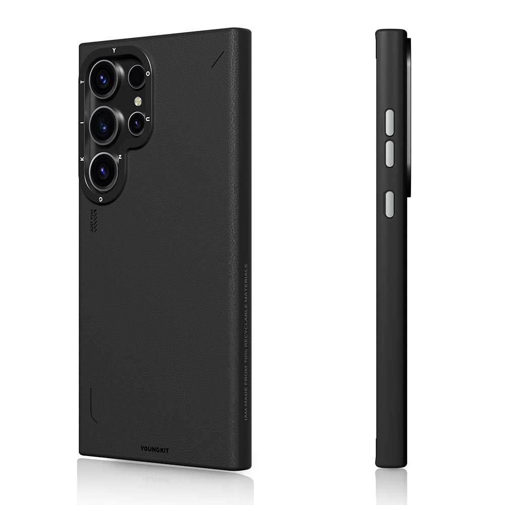 Galaxy S24 Ultra Kılıf M-safe Şarj Özellikli Basit Mat Deri Desenli Youngkit Tech Fashion Serisi Kılıf