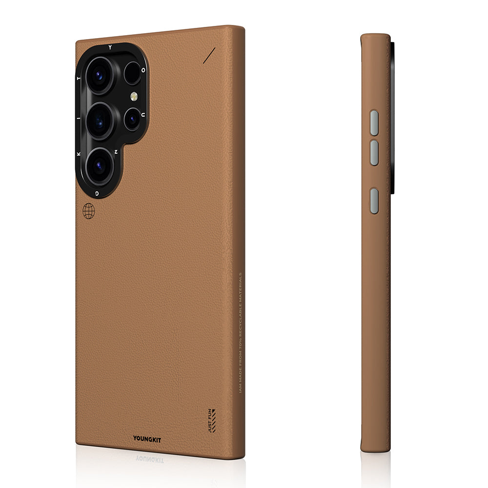 Galaxy S24 Ultra Kılıf M-safe Şarj Özellikli Basit Mat Deri Desenli Youngkit Tech Fashion Serisi Kılıf