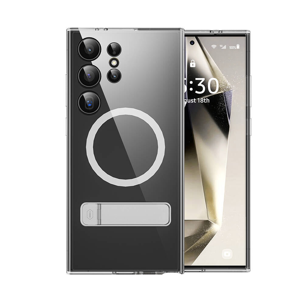 Galaxy S24 Ultra Kılıf M-safe Şarj Özellikli Kamera Korumalı Standlı Wiwu KCC-025 Aurora Serisi Kılıf