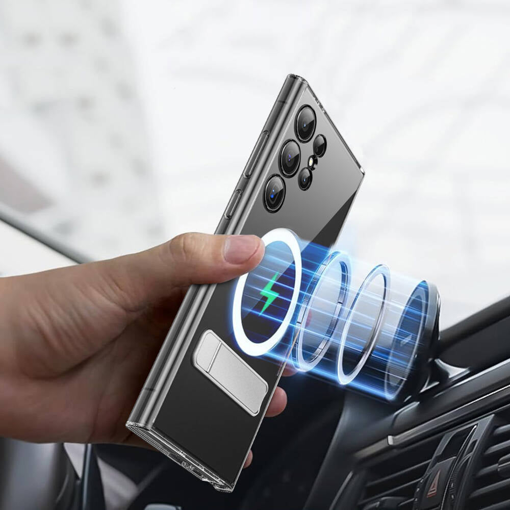 Galaxy S24 Ultra Kılıf M-safe Şarj Özellikli Kamera Korumalı Standlı Wiwu KCC-025 Aurora Serisi Kılıf