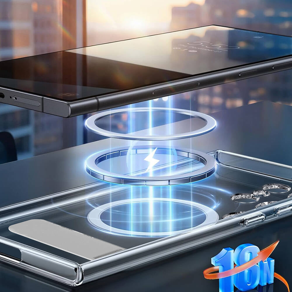 Galaxy S24 Ultra Kılıf M-safe Şarj Özellikli Kamera Korumalı Standlı Wiwu KCC-025 Aurora Serisi Kılıf