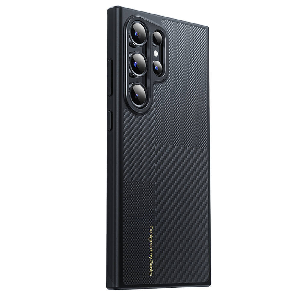 Galaxy S24 Ultra Kılıf M-safe Şarj Özellikli Karbon Fiber Benks Montage Hybrid ArmorPro Kevlar Kılıf