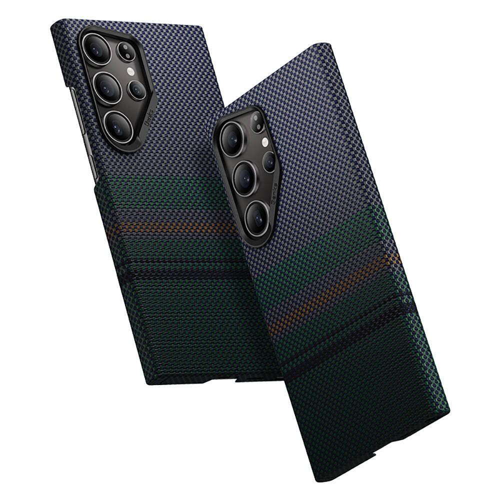 Galaxy S24 Ultra Kılıf M-safe Şarj Özellikli Karbon Fiber Tasarımlı Benks Aurora ArmorAir Kevlar Kılıf