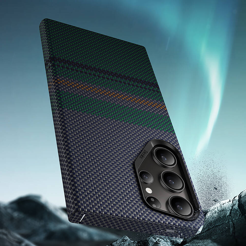 Galaxy S24 Ultra Kılıf M-safe Şarj Özellikli Karbon Fiber Tasarımlı Benks Aurora ArmorAir Kevlar Kılıf