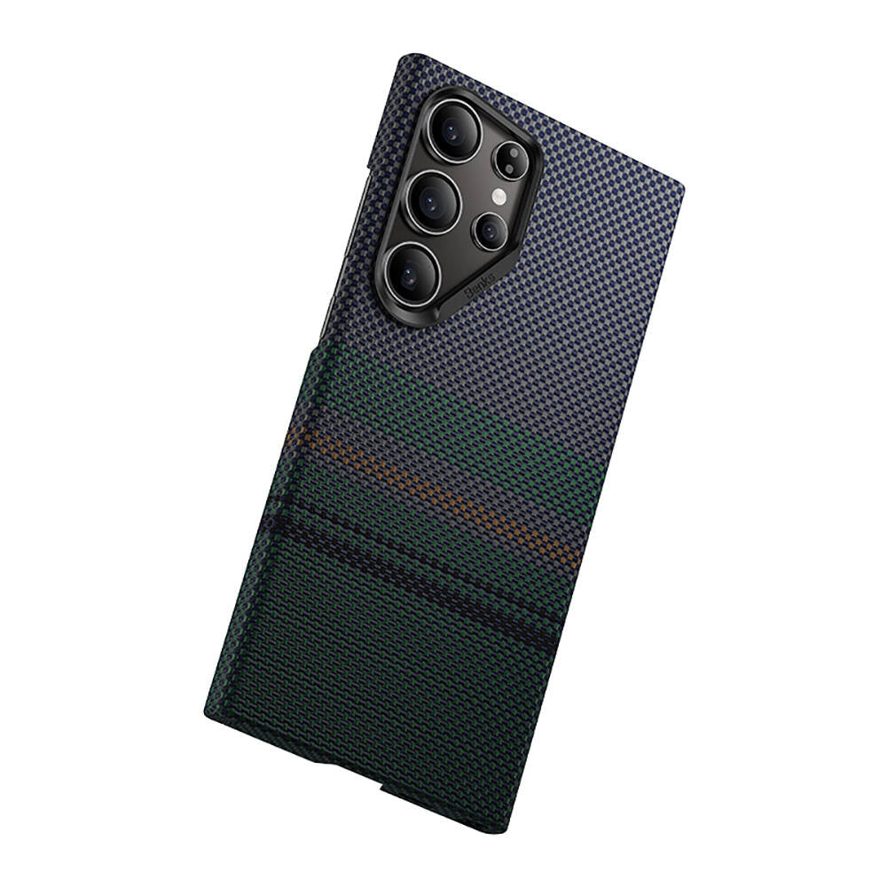 Galaxy S24 Ultra Kılıf M-safe Şarj Özellikli Karbon Fiber Tasarımlı Benks Aurora ArmorAir Kevlar Kılıf