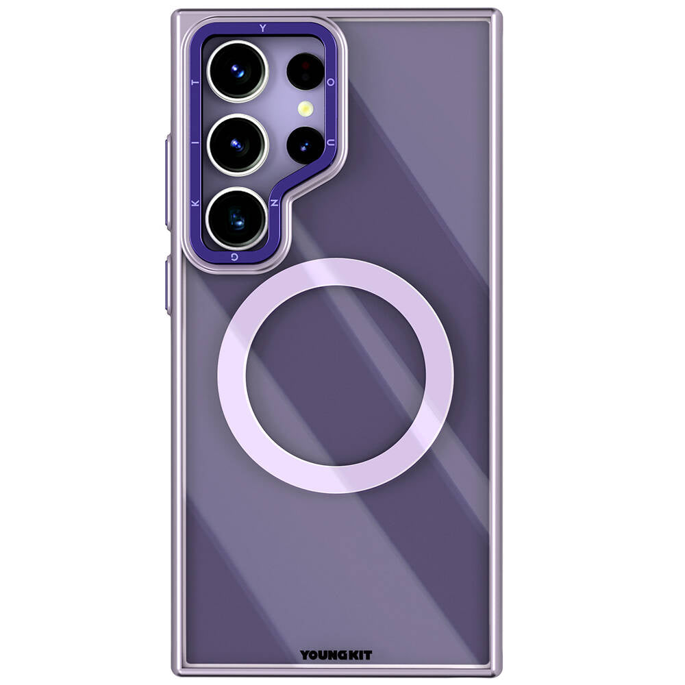 Galaxy S24 Ultra Kılıf M-safe Şarj Özellikli Sararma Önleyici Youngkit Crystal Grid Kılıf