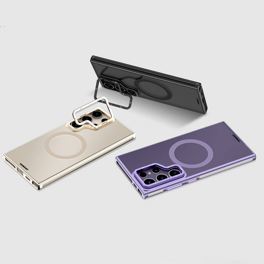 Galaxy S24 Ultra Kılıf M-safe Şarj Özellikli Sararma Önleyici Youngkit Crystal Grid Kılıf