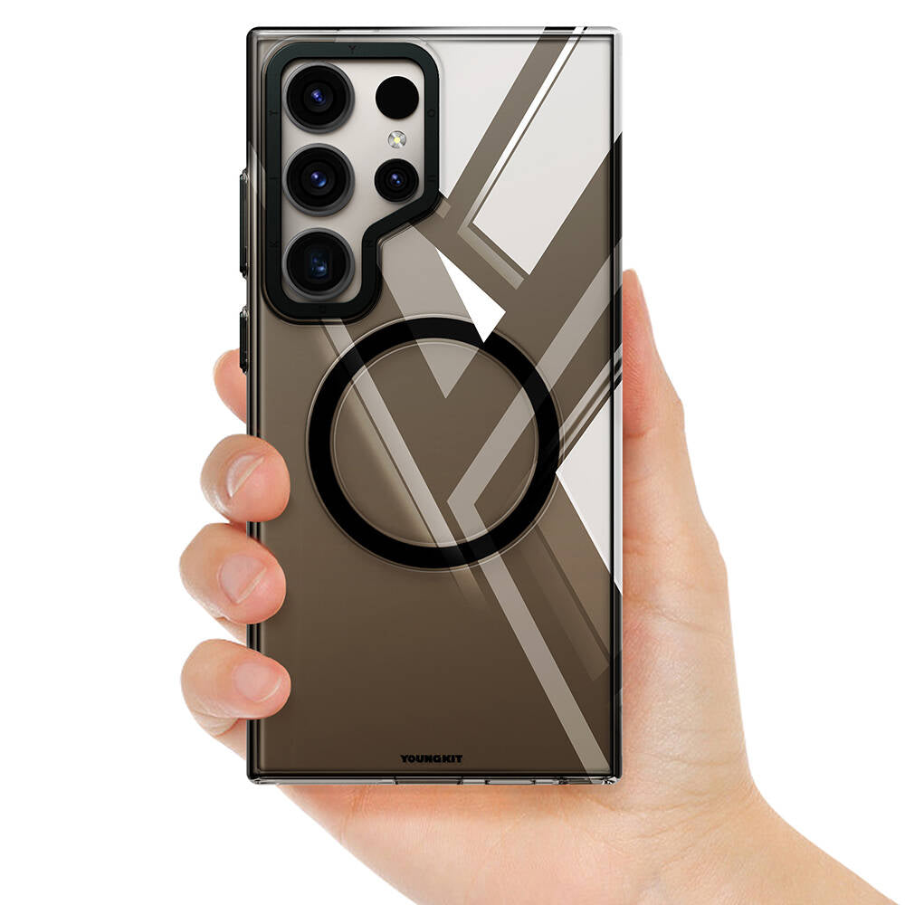 Galaxy S24 Ultra Kılıf M-safe Şarj Özellikli Sararmaya Karşı Dayanıklı Youngkit Clear Crystal Serisi Kılıf
