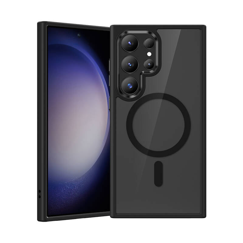 Galaxy S24 Ultra Kılıf M-safe Şarj Özellikli Şeffaf Arka Yüzey Benks MagClap TPU Çerçeve Kılıf