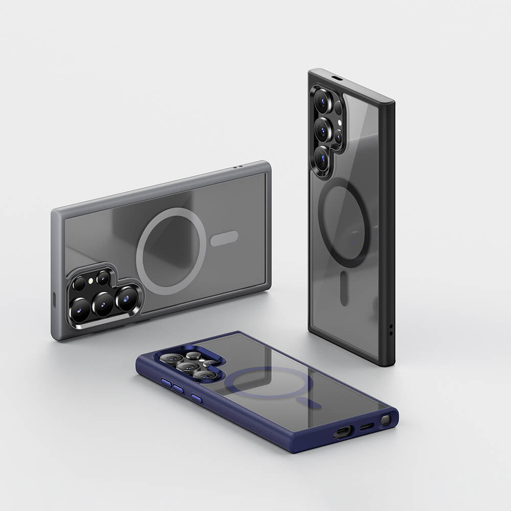 Galaxy S24 Ultra Kılıf M-safe Şarj Özellikli Şeffaf Arka Yüzey Benks MagClap TPU Çerçeve Kılıf