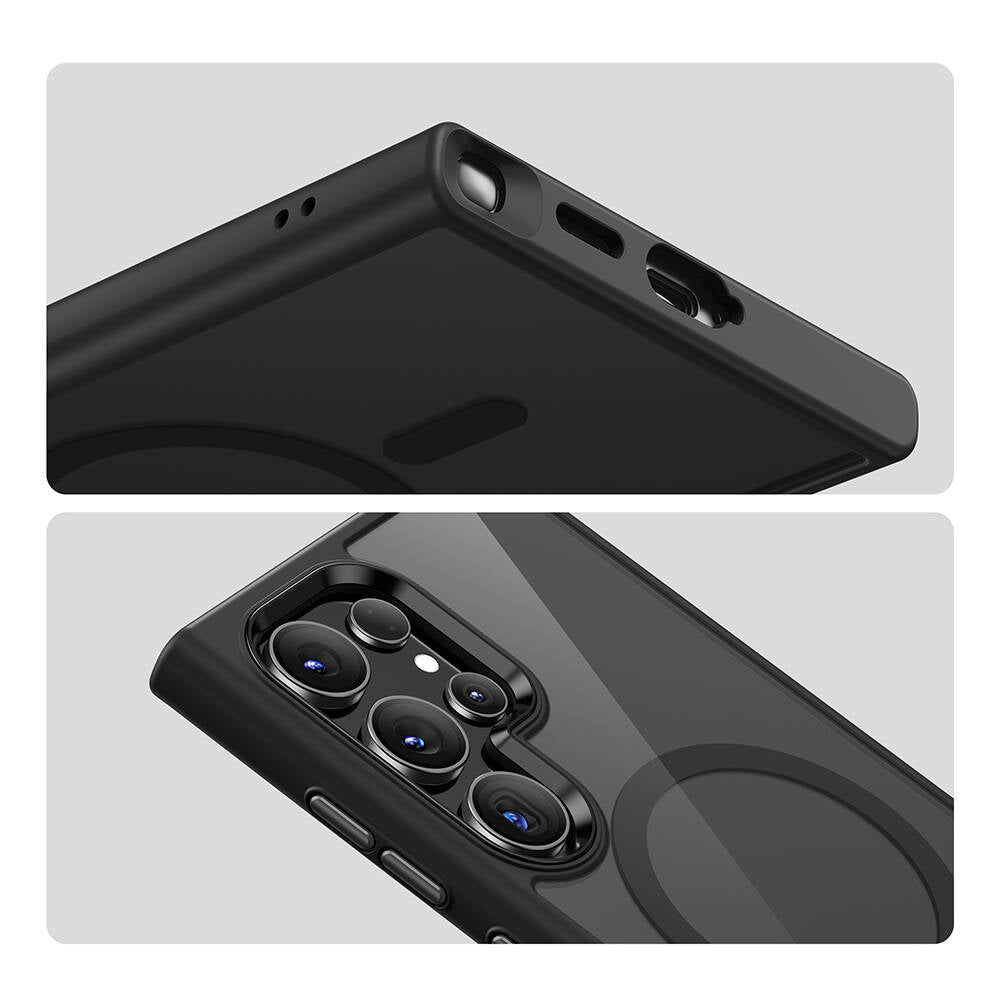 Galaxy S24 Ultra Kılıf M-safe Şarj Özellikli Şeffaf Arka Yüzey Benks MagClap TPU Çerçeve Kılıf