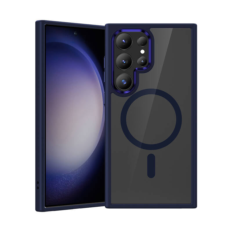 Galaxy S24 Ultra Kılıf M-safe Şarj Özellikli Şeffaf Arka Yüzey Benks MagClap TPU Çerçeve Kılıf