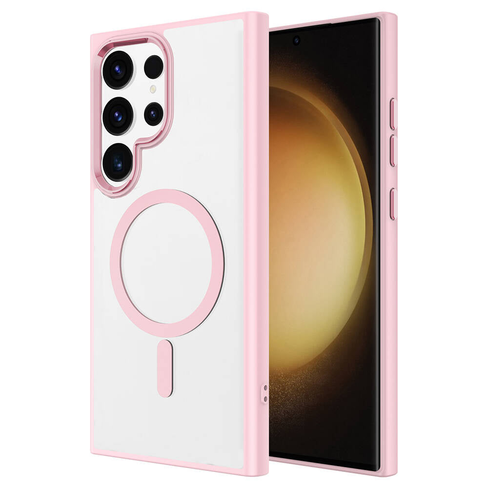 Galaxy S24 Ultra Kılıf M-safe Şarj Özellikli Zore Krom M-safe Silikon Kılıf